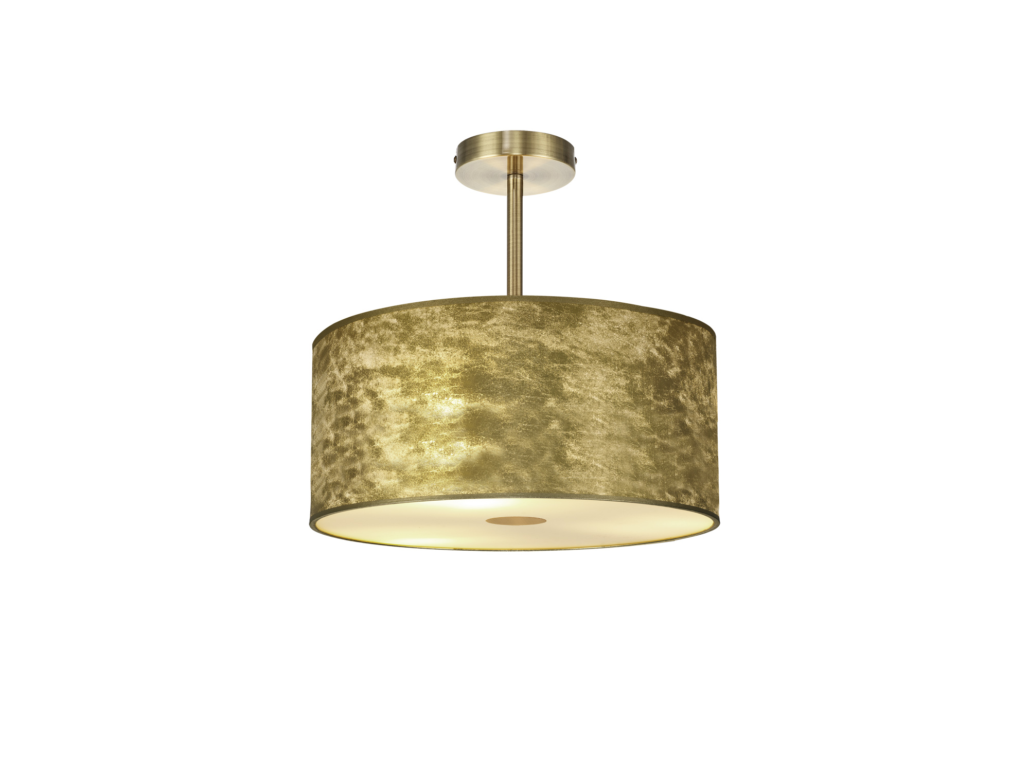 Baymont 40cm Semi Flush 1 Light Antique Brass, Gold Leaf, Frosted Diffuser